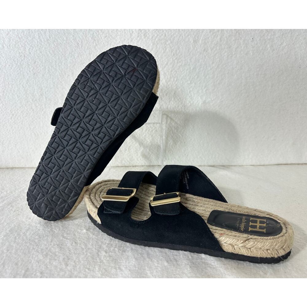 Haute Hippie Black Double Gold Buckle Slide Size 10 NWOT